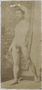 Estudio de un modelo desnudo masculino, de pie y visto de frente oblicuamente, en el estudio de Jacques de Lalaing de Jacques Lalaing (attributed to)