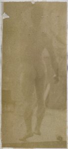 Estudio de un modelo desnudo masculino, de pie y visto desde atrás, en el estudio de Jacques de Lalaing