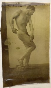 Estudio de un modelo de desnudo masculino, de pie y visto de lado, en el estudio de Jacques de Lalaing de Jacques Lalaing (attributed to)
