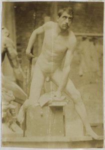Estudio de un modelo de desnudo masculino, visto de frente, en el estudio de Jacques de Lalaing de Jacques Lalaing (attributed to)
