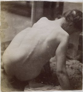 Estudio de un modelo desnudo femenino, visto de espaldas, en el estudio de Jacques de Lalaing, estudio preliminar para elemento para una fuente en el Musee des Beaux arts, Tournai y para una fuente circular