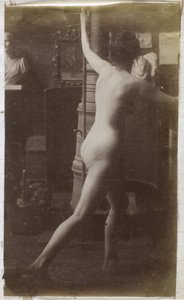 Estudio de modelo de desnudo femenino, visto de espaldas, en el estudio de Jacques de Lalaing de Jacques Lalaing (attributed to)