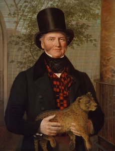 Retrato de Edward Cross, sosteniendo un cachorro de león, 1838 de Jacques Laurent Agasse