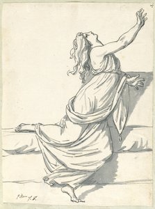 Mujer angustiada con la cabeza echada hacia atrás de Jacques Louis David