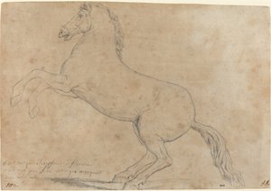 Una escultura antigua de un caballo de Jacques Louis David