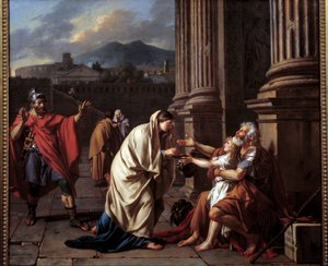 Belisario (500-565) pidiendo limosna. Pintura de Jacques Louis David (1748-1825) de Jacques Louis David