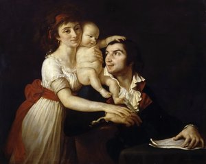 Camille Desmoulins con su esposa Lucile y su hijo de Jacques Louis David