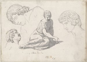 Lanzador de dados y otros estudios después de esculturas antiguas de Jacques Louis David