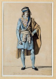 Revolución Francesa: proyecto de traje cívico 1793 “Vestido de Oficial Municipal con la Banda” Acuarela de Jacques Louis David (1748-1825). Versalles, Castillos de Versalles y Trianon de Jacques Louis David