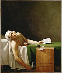 Jean Paul Marat, político y publicista, muerto en su bañera, asesinado por Charlotte Corday en ... de Jacques Louis David