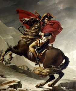 Napoleón Bonaparte cruzando los Alpes en el Gran San Bernardo de Jacques Louis David
