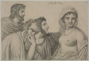 Phryné ante los jueces, c.1816-1820 (tiza negra sobre papel de estambre)