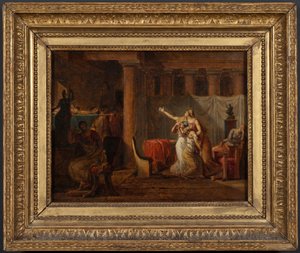 Los lictores devuelven a Bruto los cuerpos de sus hijos. Estudio de Jacques Louis David