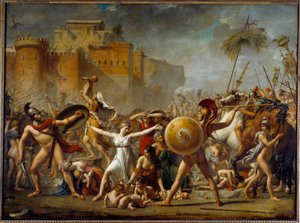 Las Sabinas interponiéndose entre sus maridos romanos (derecha) y sus hermanos sabinos (izquierda) mostrándoles a sus hijos de Jacques Louis David