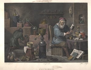 El alquimista después de la pintura de David Teniers de Jacques Louis Perée