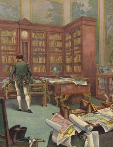 Napoleón Bonaparte consultando mapas en su estudio