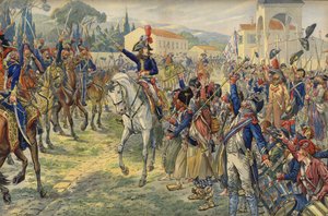 Napoleón Bonaparte a su llegada a la ciudad ocupada de Niza de Jacques Marie Gaston Onfray de Breville (Job)