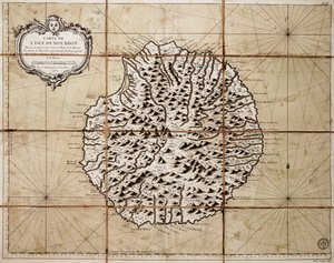 Mapa de la isla de Borbón elaborado en el depositario de mapas y cartas marinas de Jacques Nicolas Bellin