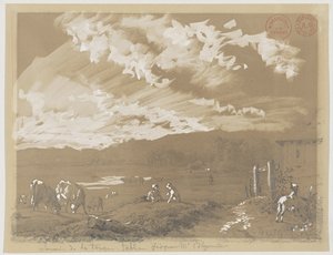 Paisaje con mujer y perro de Jacques Raymond Brascassat