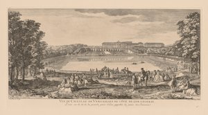 Vista del Castillo de Versalles, del lado de la Orangerie, tomada más allá del estanque de los Suizos de Jacques Rigaud