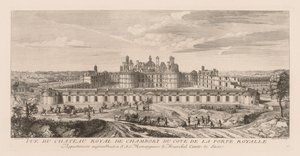 Vista del Castillo real de Chambord, del lado de la Puerta real de Jacques Rigaud