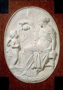 Monumento al corazón de Luis XIII: las cuatro virtudes cardinales. Templanza. Elemento decorativo del monumento funerario de Luis XIII en la iglesia de Saint Paul Saint Louis (Saint Paul) rue Saint Antoine en París. Relieve de mármol por Jacques Sarazin (1 de Jacques Sarazin