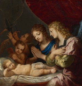 Ángeles adorando a Cristo dormido de Jacques Stella