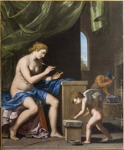 Vulcano forjando las flechas para Cupido, c. 1645