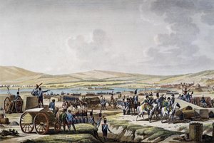 Napoleón visitando las obras de asedio de Danzig dirigidas por el mariscal Lefebvre (9 de mayo de 1807), grabado de François Jacques Dequevauviller (1783-1848), dibujo de Jacques François Joseph Swebach-Desfontaines (1769-1823).