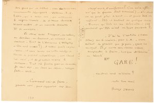 Carta de guerra autógrafa de Jacques Vache