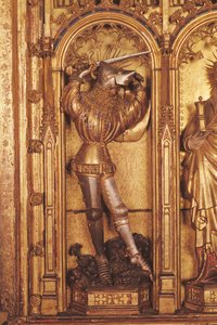 Retablo de la Crucifixión, detalle de San Jorge del panel izquierdo, de la Iglesia de Chartreuse de Champmol, c.1391