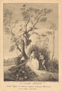 El jardinero galante de Jacques de Favanne after Antoine Watteau