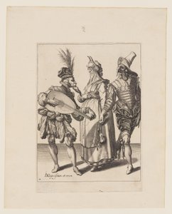 Una pareja abordada por un tañedor de laúd, de Las Mascaradas de Jacques de Gheyn II