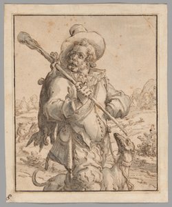 Un cazador con una liebre muerta y un perro (Estudio para "Terra") de Jacques de Gheyn II