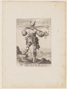 Mosquetero con casco, de Oficiales y soldados de la escolta del emperador Rodolfo II de Jacques de Gheyn II
