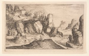 Paisaje con gruta y ermitaños, de Paisajes de Jacques de Gheyn II
