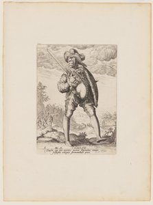 Soldado, armado con espada y escudo, de oficiales y soldados de la escolta del emperador Rodolfo II de Jacques de Gheyn II