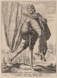 Soldado armado con espada ancha y escudo