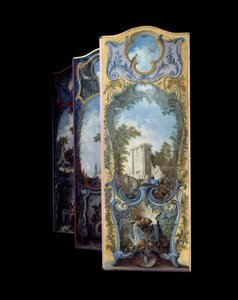 Mobiliario: biombo pintado en papel marouflé por Jacques de Lajoue (1686-1761) siglo XVIII