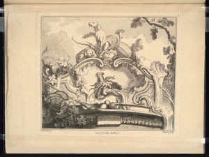 Diseño para un cartucho con cangrejo de río (horizontal) de Jacques de Lajoüe