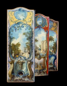 Mobiliario: pantalla de pintura sobre papel marouflé por Jacques de Lajoue (1686-1761) siglo XVIII