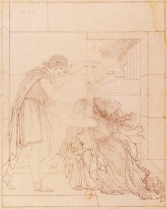 Andromaque a los pies de Pirro, ilustración para Andromaque de Jean Racine (1639-1699), por Jacques de Seve (1742-1788), dibujo