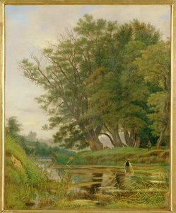 Praterlandschaft - Paisaje en los jardines del Prater, Viena ... (pintura sobre lienzo) de Jakob Alt