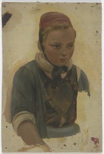 Retrato de busto de una pequeña campesina de Jakob Becker
