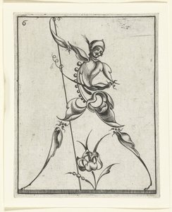Hombre caminando con bastón Adornos de legumbres para orfebres y plateros (título de la serie)