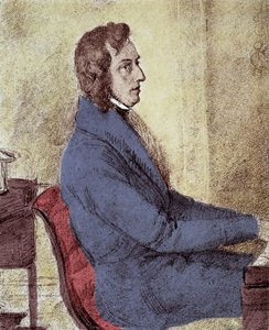 Retrato de Frédéric Chopin (1810-1849), compositor polaco. Dibujo de Gotzenberger de Jakob Goetzenberger