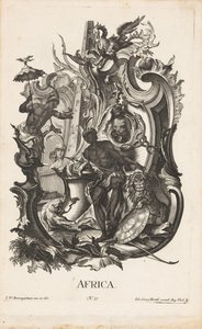 Rocaille con la personificación del continente africano África (título sobre objeto) Los cuatro continentes (título de la serie) de Jakob Gottlieb Thelott