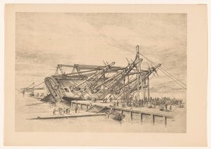 Calafateo de un barco de popa
