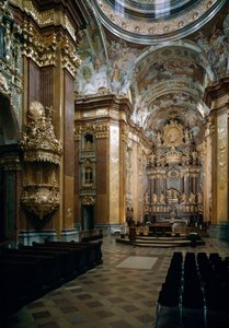Vista interior de la Iglesia Benedictina de Melk, Melk, Austria de Jakob Prandtauer
