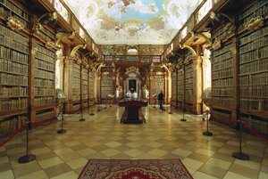 Vista de la biblioteca de la Abadía de Melk realizada en un proyecto de Jakob Prandtauer (1660-1726). Principios del siglo XVIII. Austria